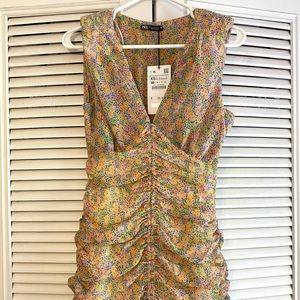 ***SOLD***Zara floral ruched mini dress